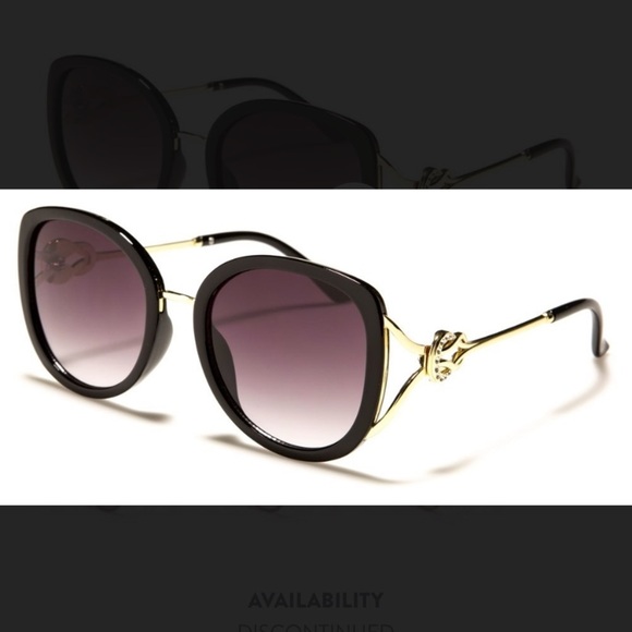 Judith Ripka Legacy New Large Frame Protection Black & Gold Sunglasses - Picture 2 of 7